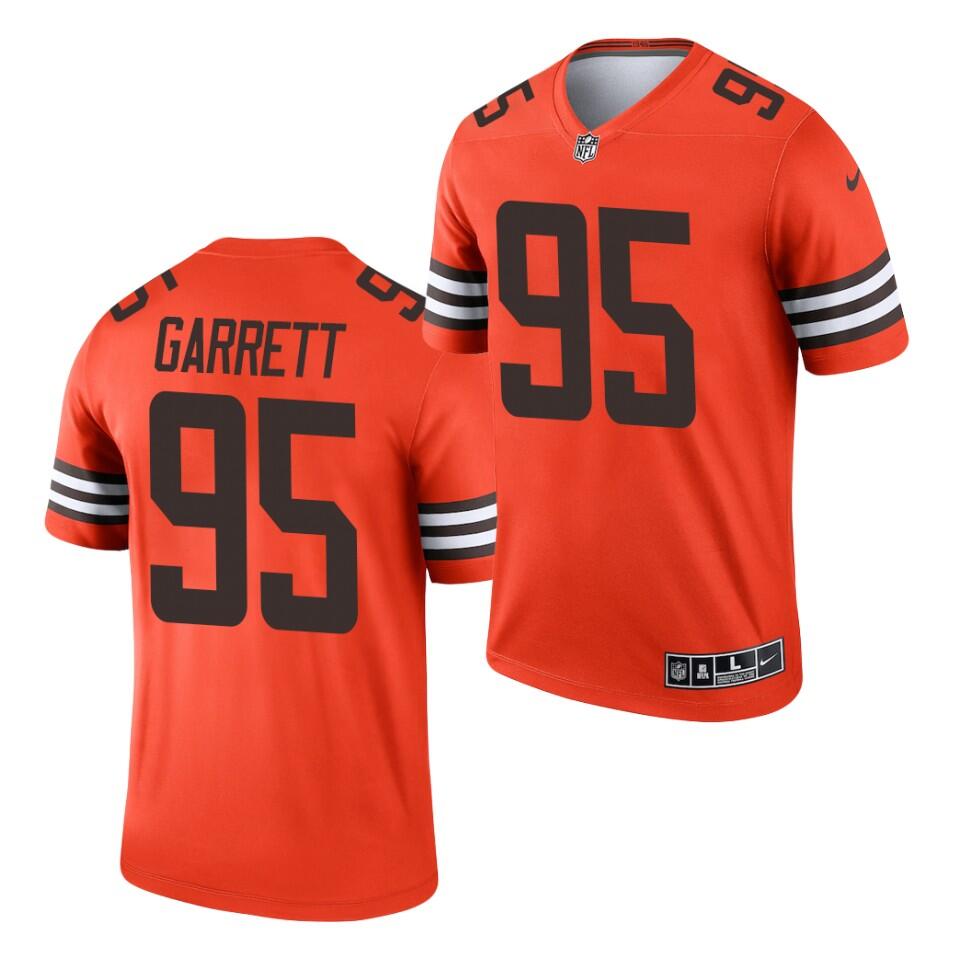 Men's Cleveland Browns #95 Myles Garrett Orange Inverted Legend Stitched Football Jersey